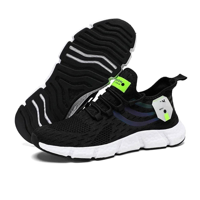 Tênis de corrida respirável com design Fly weave