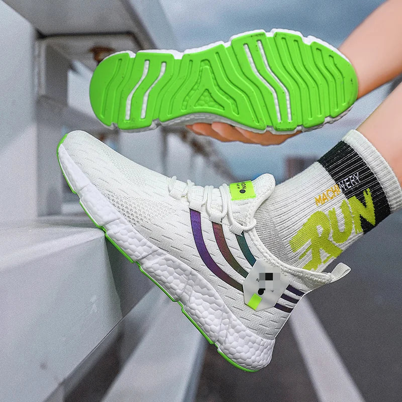 Tênis de corrida respirável com design Fly weave