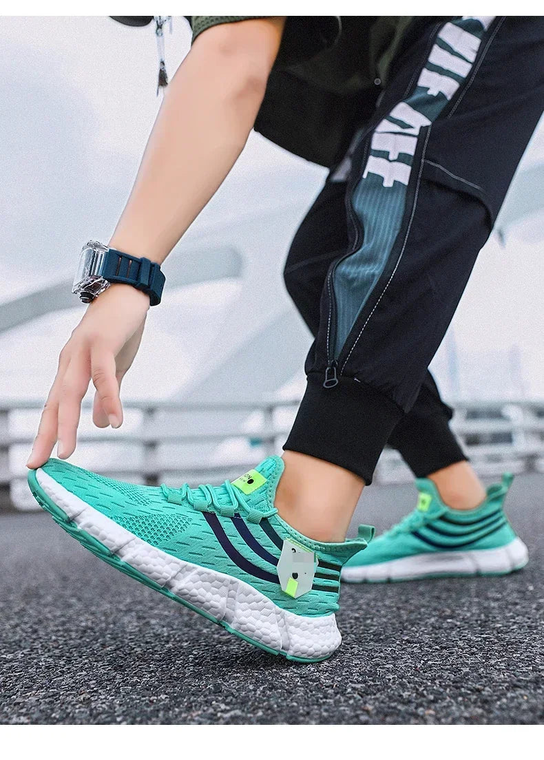 Tênis de corrida respirável com design Fly weave