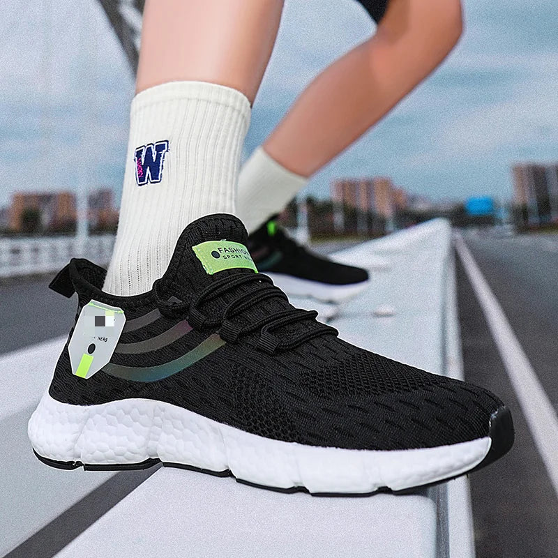 Tênis de corrida respirável com design Fly weave